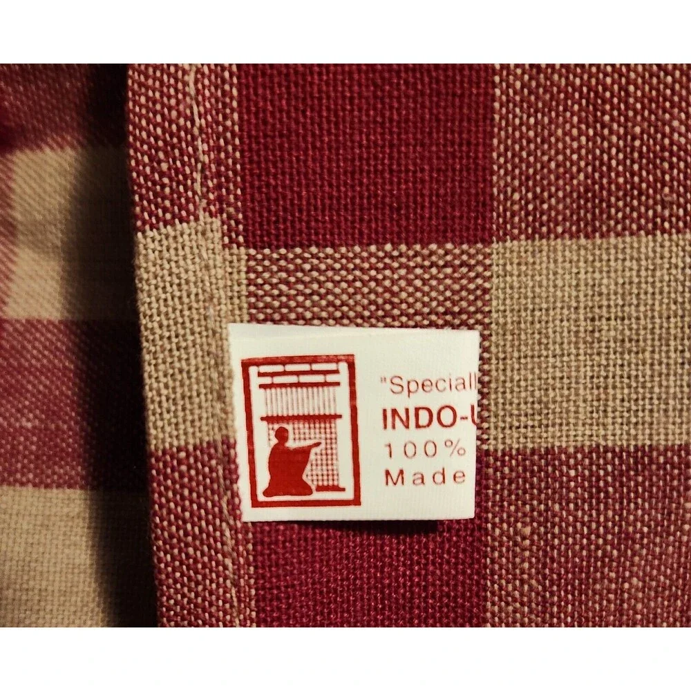 Lot of 10 Plaid Homespun 100% Cotton Towels Indo - U.S. Sales 26 L x 24 W